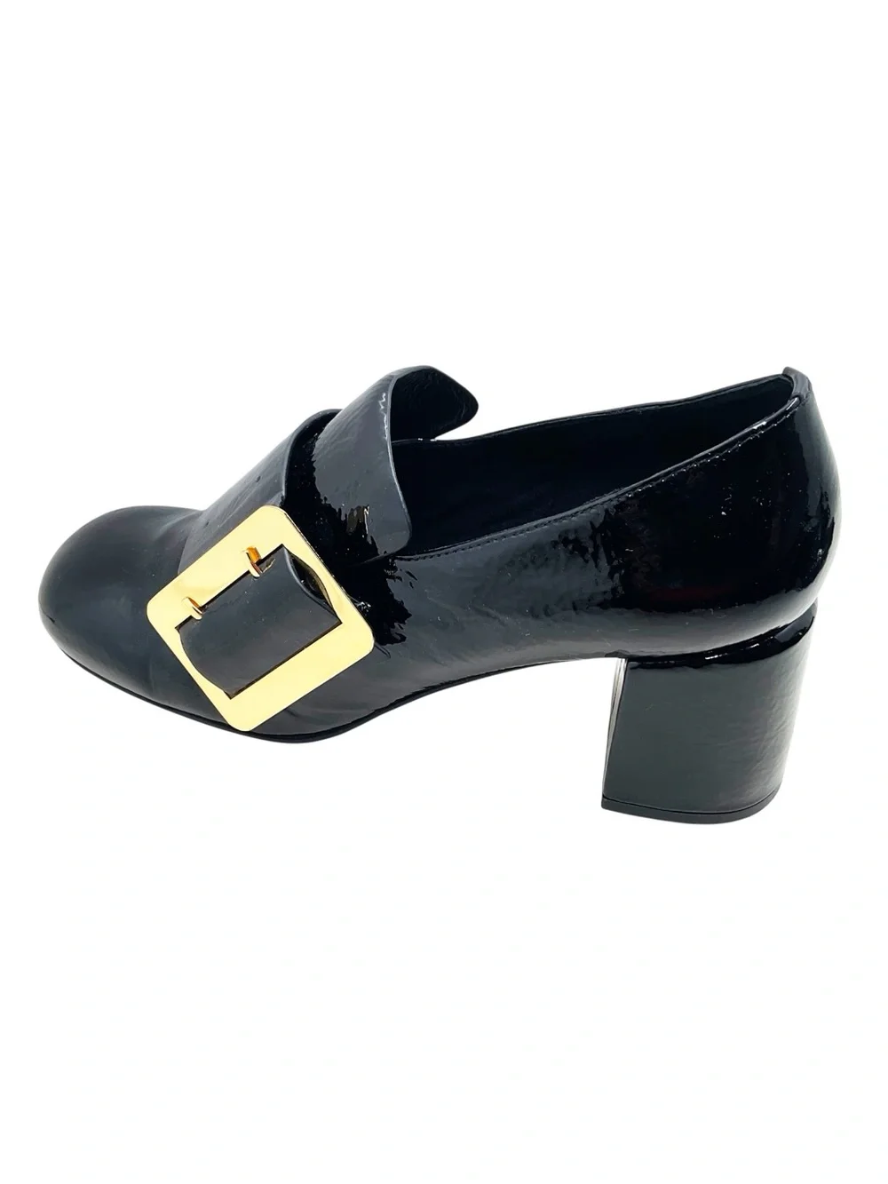 {JEFFREY CAMPBELL} Bruna Black & Gold Patent Loafers
